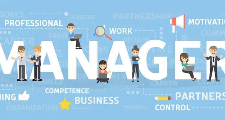 Business graphic depicting traits of a manager