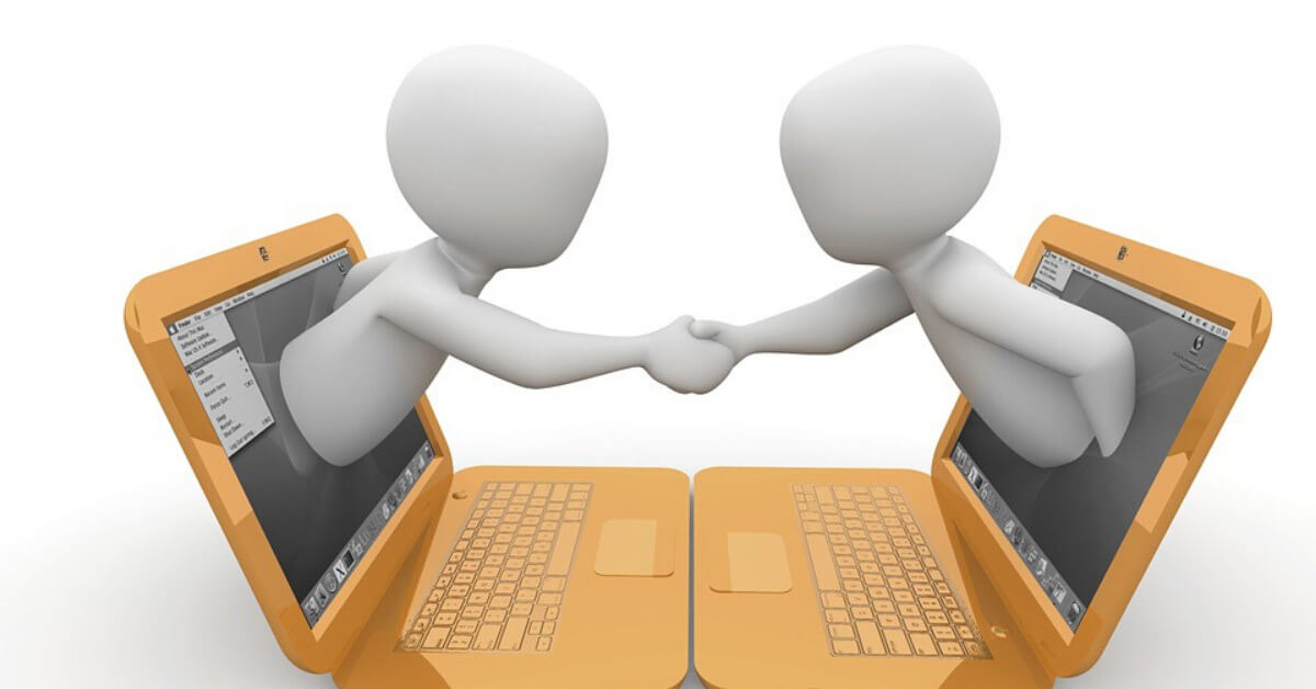 graphic of two figures shaking hands